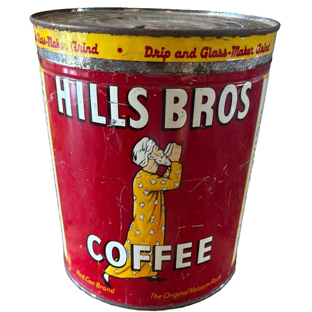 Hills Bros Coffee Can Tin 2 Pound Advertising